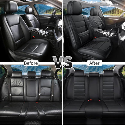 Car Seat Covers Full Set Fit for Toyota RAV4 2001-2026, Premium Faux Leather Waterproof Car Seat Protectors with Lumbar Support, Breathable Anti-Slip Easy to Install(Black,Full Set)