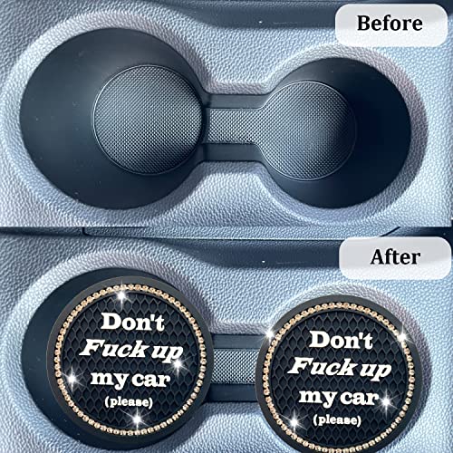 Car Cup Coaster 2 Pack,Bling Car Accessories Interior,Universal Car Cup Holder,Car Cup Holder Insert Coasters for Car/SUV/Truck(Black,2PC) - color: Black-2pc