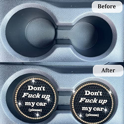 Car Cup Coaster 2 Pack,Bling Car Accessories Interior,Universal Car Cup Holder,Car Cup Holder Insert Coasters for Car/SUV/Truck(Black,2PC) - color: Black-2pc