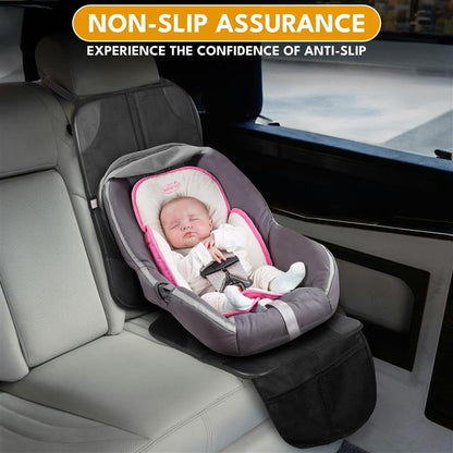 EcoNour Car Seat Protector 1 Pack, 600D Waterproof Non-Slip Seat Mat with Extra Thick Padding & Mesh Storage Pocket, Under Baby Car Seat or Pet, Protects Upholstery from Dirt & Damage - size: 1-Pack