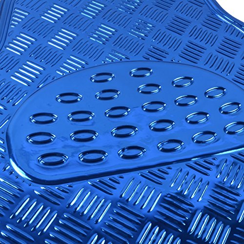BDK 4-Piece All-Weather Universal Fit Front & Rear Floor Mats for Cars Trucks SUVs Vans, All-Weather Easy-to-Clean Diamond Metal Pattern Durable Heavy Duty Non-Slip Protection - Metallic Blue - color: Metallic Blue