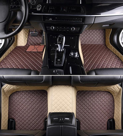 Custom Leather Car Mats, Vehicle-Specific Fit All-Weather Floor Mats, 100% Waterproof Anti-Slip Durable Protection for SUV Truck Sedan, Precision Tailored Protection (Dark Brown Beige car mat) - color: Dark brown beige car mat