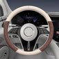Ultra-Thin Napa Leather Steering Wheel Cover with 3D Anti-Slip Diamond Grip, Breathable Non-Bulky Design, Universal Fit 15 Inch for Cars & SUVs - color: White&Coffee