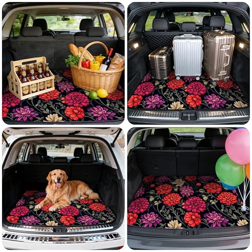 Car Trunk Mat - Universal Size 29" x 39", Floral Pattern Cargo Liner, Car Accessory for SUVs/Sedan/Wagons, Durable Protective Mat, Trunk Liner for Families/Travel Enthusiasts (Flowers-1) - style: flowers-1
