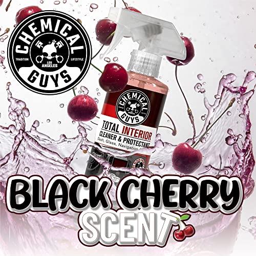 Chemical Guys Total Interior Cleaner & Protectant 128 oz Black Cherry Scent All-in-One Interior Cleaner for Leather, Vinyl, Plastic, Glass, Carpet & More Residue-Free Finish - size: 128 Fl Oz (Pack of 1), style: Black Cherry