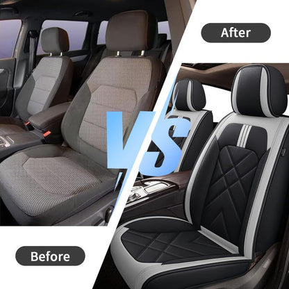 Full Set 5 Seats Custom Fit Faux Leather Seat Covers for Nissan Frontier 2007-2026, Airbag Compatible, Black & Gray - color: #068 Black&light Gray, size: 5 Seats