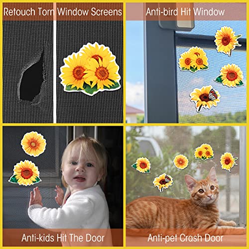 12 Pieces Sunflower Screen Door Magnets Decorative Magnetic Flexible Double Sided Protector Screen Door Hardware Magnets Keep Pets and Your Family Safe Refrigerator Magnets for Screen Sliding Doors