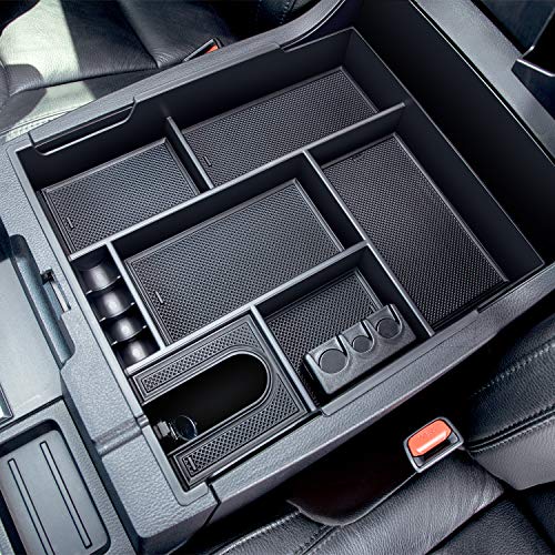 Compatible with Toyota Tundra Accessories 2014-2021 Center Console Organizer, Insert ABS Black Materials Tray, Armrest Secondary Storage Box - Full Tray - color: black