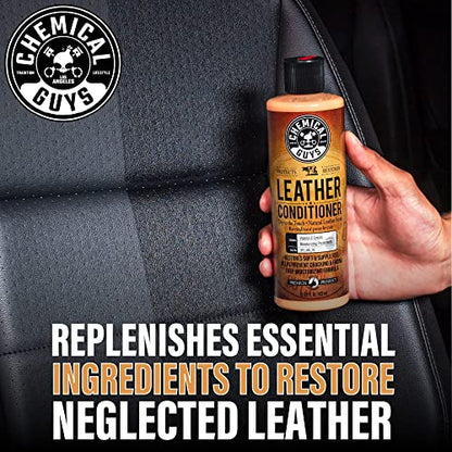 Chemical Guys Leather Cleaner and Conditioner Kit - Car Cleaner and Conditioner, Safely Cleans & Conditions Leather Car Interiors, Furniture, Shoes, Boots, Bags, Apparel & More, 2 Bottles (16 oz Each) - style: 16 Fl Oz KIT