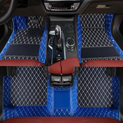 Customized car Floor mats are Suitable for 99% of Vehicle Models (sedans/Trucks/SUVs), Anti-Slip Floor mat Leather Set Provides Comprehensive Protection for the Original car Carpet. (1Blue) - color: 1Blue