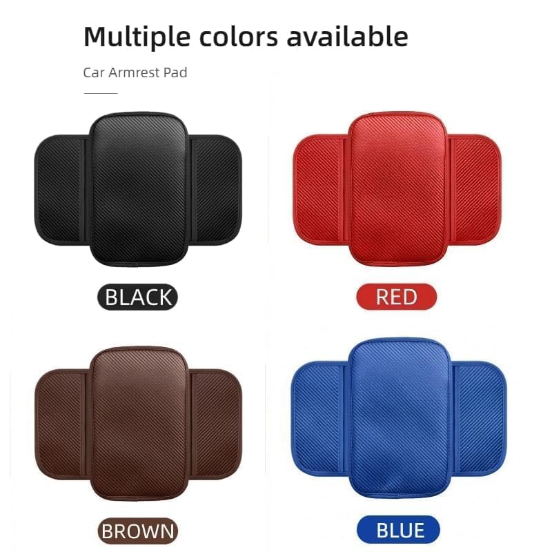 Car Center Console Cover Armrest Cover, Carbon Fiber PU Leather Auto Center Console Pad Protector with Side Storage Bags, Universal Waterproof Anti-Slip for Most Cars Trucks Vans