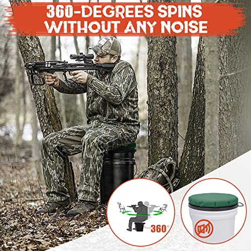 5 Gallon Bucket Seat, 360-Degree Swivel Seat Foam Cushion Bucket Seat Lid with Waterproof Cover for Dove Duck Hunting, Fishing, Baseball, Gardening and Camping - color: Green