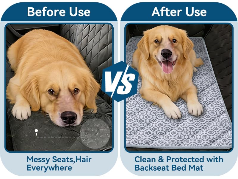 MH MYLUNE HOME Cooling Pet Car Mat for Backseat–Non-Slip Oxford Fabric,with Foldable HandleTravel Pet-Friendly Seat Covers,Dog Bed for Car Pad,for Backseat Extender Seat Protectors 24.8"x54" inch