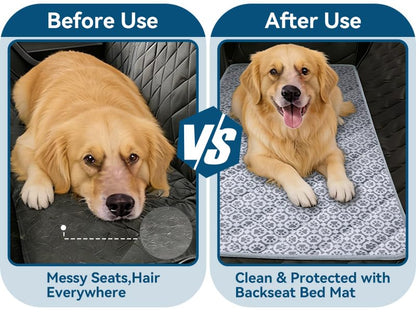MH MYLUNE HOME Cooling Pet Car Mat for Backseat–Non-Slip Oxford Fabric,with Foldable HandleTravel Pet-Friendly Seat Covers,Dog Bed for Car Pad,for Backseat Extender Seat Protectors 24.8"x54" inch