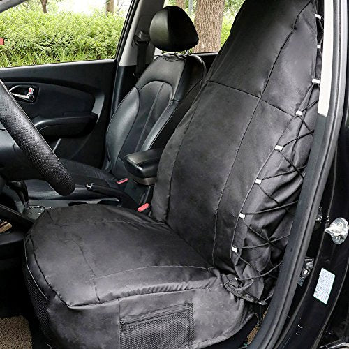 TIROL Front Car Seat Covers Waterproof Bucket Seat Cover Universal Heavy Duty High Back Seat Covers for Semi Truck, Cars, Trucks, Van, SUV, Pickup 1PCS - color: Black - 1 Pack
