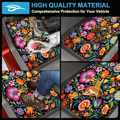 Automotive Floor Mats 5 Pcs, Universal Car Floor Mats,Floral Car Mats, Flower Car Accessory for SUVs/Sedan/Wagons, Durable Protective Mat, Trunk Liner for Families/Travel Enthusiasts - style: Bundle55