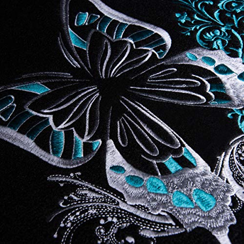 CAR PASS Embroidery Butterfly Car Floor Mats, Green Carpet Floor mats with Heel Pad, Universal Fit for Suvs,Sedans,Trucks,Cars, Set of 4 (Black and Green) - color: Green Butterfly
