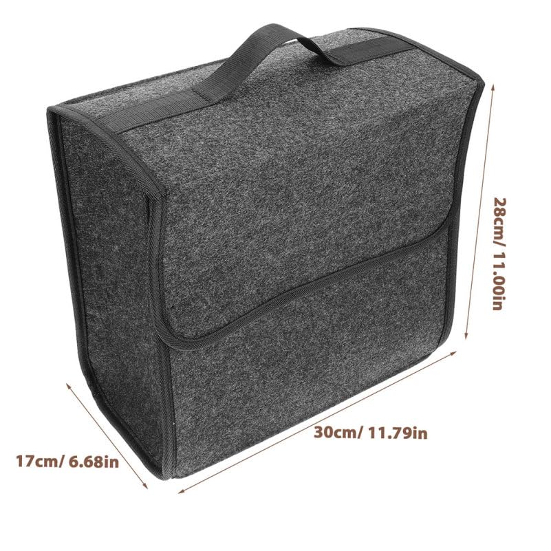 2-Pack Felt Car Trunk Organizer with Lid: Small Collapsible Cargo Storage Box Bin for Compact Sedan & SUV - Anti-Slip Noise-Free Auto Interior Storage Bag for Groceries & Tools, 11.79"x11.00"
