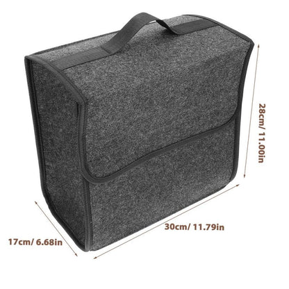 2-Pack Felt Car Trunk Organizer with Lid: Small Collapsible Cargo Storage Box Bin for Compact Sedan & SUV - Anti-Slip Noise-Free Auto Interior Storage Bag for Groceries & Tools, 11.79"x11.00"