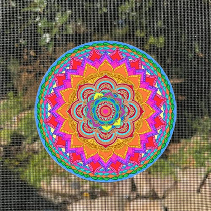 Screen Door Magnets Double Sided – Keep People, Kids, and Dogs from Running into a Screen Door. Saver - Robbins Aria Rainbow Mandala - color: Rainbow