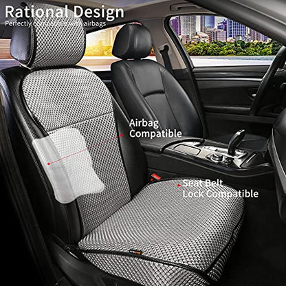Luxury Breathable Car Seat Cover Fit Four Seasons, Universal Front of Car Seat Cushions, Bottom Seat Covers of Full Wrapped Edge,Universal Fit for 95% Cars,SUV,Pickup,Van(Grey，2PCS)