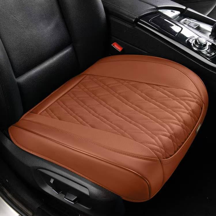 Luxury Faux Leather Car Seat Cover Front Bottom Protector, Seat Cushion Without Backrest, Anti-Slip and Wrap Around The Bottom, Fit Most Cars & Vehicles, 1 Piece, Brown - color: Brown, size: 1 PCS