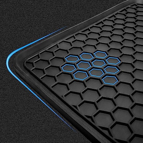 Spurtar for Tesla Model 3 Floor Mats 2017-2026, Car Floor Mats All Weather Automotive with 3D Extended Edge, 3 Pack Honeycomb Design Front & Rear Rubber All-Weather Protector, Black - size: 2017-2025 Rubber (3PCS)