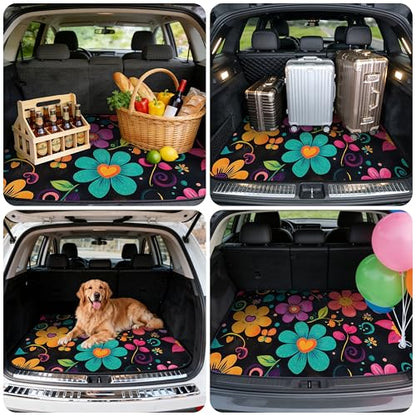 Car Trunk Mat - Universal Size 29" x 39", Floral Pattern Cargo Liner, Car Accessory for SUVs/Sedan/Wagons, Durable Protective Mat, Trunk Liner for Families/Travel Enthusiasts (Flowers-8) - style: flowers-8