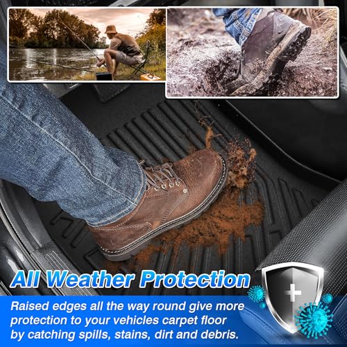 Charger Floor Mats - Car Mats for 2011-2023 Dodge Charger RWD/Chrysler 300 RWD, All Weather Full Set Floor mats and Cargo Liner for Charger Accessories, Heavy Duty Waterproof, Black - size: 4)Dodge Charger RWD 11-23 Full Set