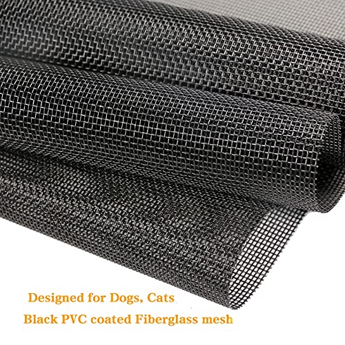 Tooltriz Pet Proof Window Screen Replacement, 48“ x 100" Upgraded Thicken Charcoal Fiberglass Mesh for Sliding Pet Screen Door Repair Kit - Screen Door Protector for Dogs Patio Screen mesh