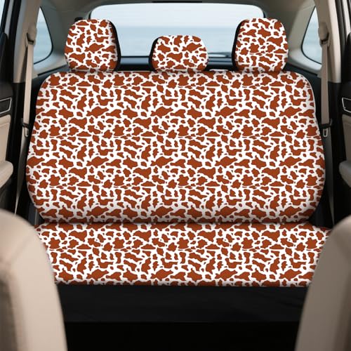 15 Pcs Car Steering Wheel Cover Center Console Armrest Pad Headrest Seat Belt Cover Handbrake Cover Keychain Coaster Full Set Car SUV (Brown Cow) - color: Brown cow