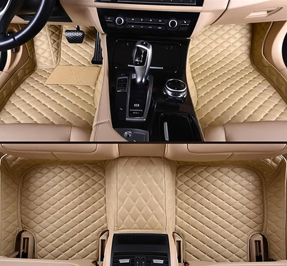 Customize Car Floor Mats for 99% Sedan SUV Sports Car All Weather Leather Full Coverage Waterproof Non-Slip Vehicle Lining Pads (Beige) - color: Beige