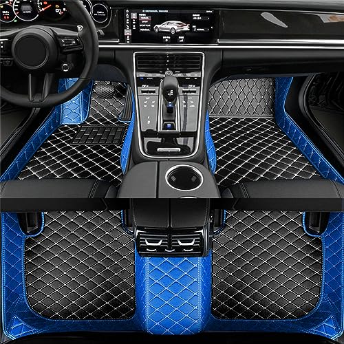 Custom Artificial Leather Waterproof All-Weather Car Floor Mats Fit for 99% Sedan SUV Sports Car Vehicle Car Mat (Blue Black Beige) - color: Blue Black beige