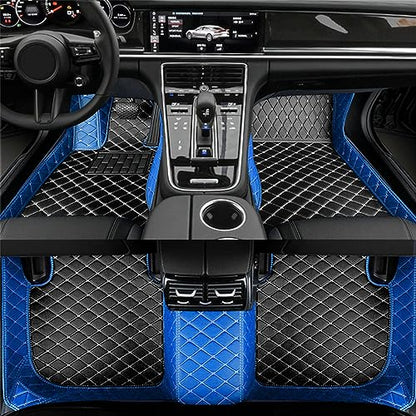 Custom Artificial Leather Waterproof All-Weather Car Floor Mats Fit for 99% Sedan SUV Sports Car Vehicle Car Mat (Blue Black Beige) - color: Blue Black beige