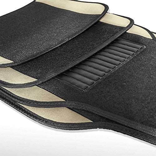 FH Group Automotive Floor Mats – Universal Fit Premium Carpet Car Mats with Driver Heel Pad, Full Set for Cars, SUVs & Trucks - Beige - color: Beige