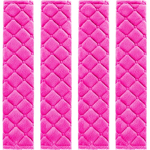 Tatuo 4 Pack Seat Belt Cover Extra Long Seat Belt Pads for Car Soft Comfort Shoulder Strap Covers Harness Pads Helps Protect Your Neck and Shoulder(10.6 Inch,Rose Red) - color: Rose Red, size: 10.6 Inch