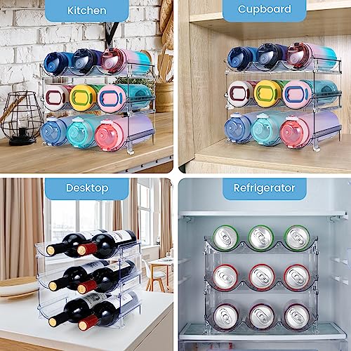 Water Bottle Organizer for Cabinet, 3 Pack Water Bottle Organization and Storage Shelf, Plastic Water Bottle Holder Rack for Fridge, Kitchen, Desktop - size: 3 Pack