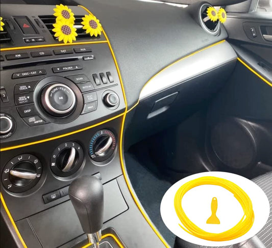 TIKUN TECH 16Ft (5m) Gap Trim Strip for Car Interior Decorative Molding Door Panel (Yellow) - color: Yellow
