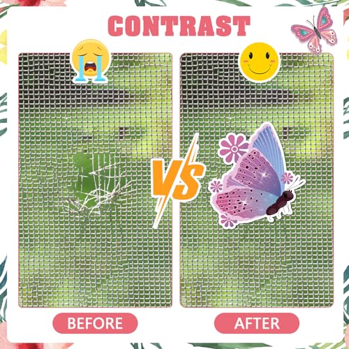 JSRQT 6 Pairs Decorative Screen Door Magnets,Double Sided Decals Stickers,Magnetic Patio Sliding Screen Door Bird Strike Protector,Butterfly Flowers Designs