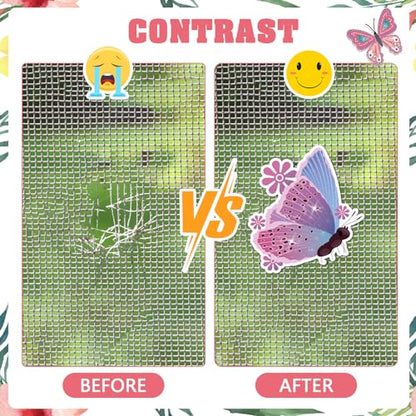 JSRQT 6 Pairs Decorative Screen Door Magnets,Double Sided Decals Stickers,Magnetic Patio Sliding Screen Door Bird Strike Protector,Butterfly Flowers Designs