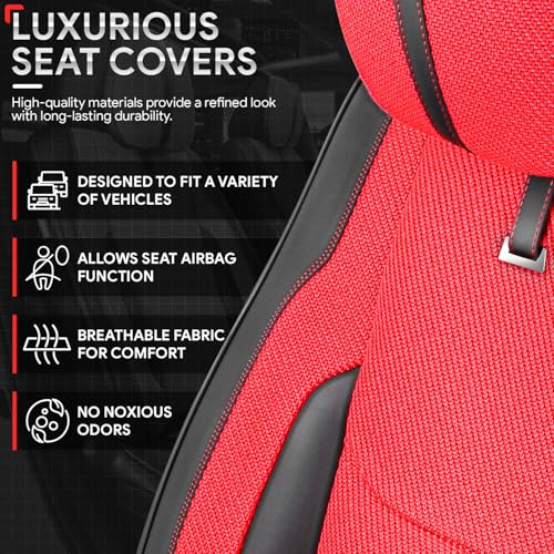 Drive Series Front Row Set Seat Covers Universal for Cars Trucks SUV, Red, CA-SC-Drive-F-RD - color: Red, size: Front Row, style: Drive Series