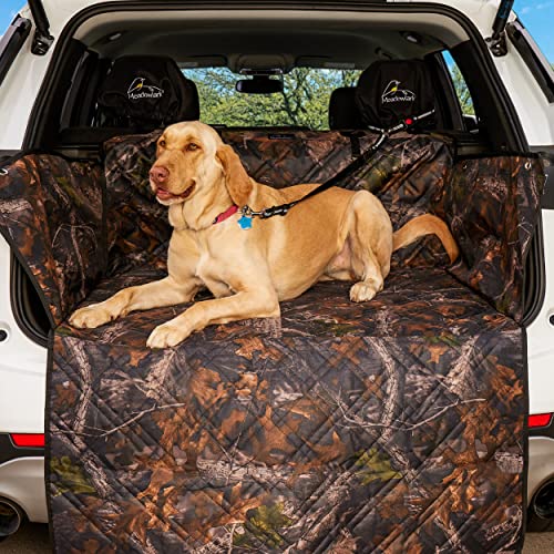 Premium SUV Cargo Liner for Dogs, Waterproof Pet Cargo Cover with Bumper Flap Protector, Durable Non-Slip, Universal Fit for SUVs, Sedans & Vans (74"" L x 41"" W) Brown - color: Brown Camo, size: 74" L x 41" W without Seat Belt