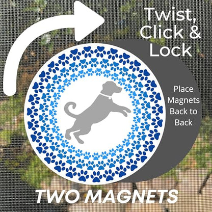 Screen Door Magnets Double Sided – Keep People, Kids, and Dogs from Running into the Screen Door - Robbins Aria Dog Mosaic - color: Dog Mandala Mosaic