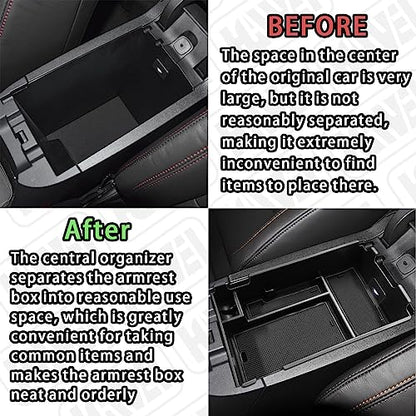 Center Console Organizer Tray Compatible with Chevy Equinox 2018 2019 2020 2021 2023 2024 Accessories, Armrest Insert Secondary Storage Box (Not Fit 2025 2026) Black Trim - color: black