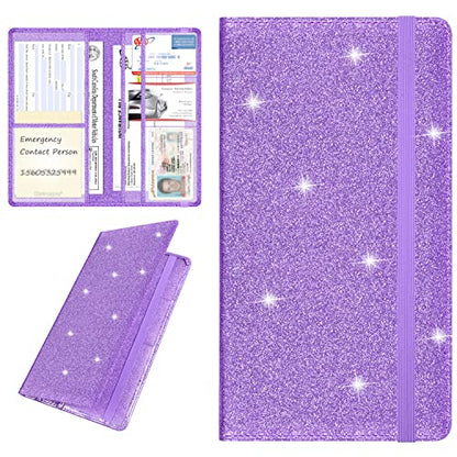 Wisdompro Car Document Holder Organiser, PU Leather Vehicle Insurance and Registration Holders Wallet Case for ID Card, Driving Licence, Key Contact Information Cards - color: Glitter Purple