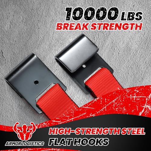 Tow Dolly Basket Straps with Flat Hook, 2 Pack Tow Dolly Straps, Fits 14"-17" Tires Wheels, Breaking Strength 10000 lbs, 2" Over Wheel Car Basket Tie Down Strap with Carrying Bag, Red - color: Red