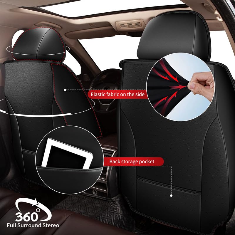 Full Set 5 Seats Custom Fit Faux Leather Seat Covers for Nissan Frontier 2007-2026, Airbag Compatible, Black & Gray - color: #068 Black&light Gray, size: 5 Seats