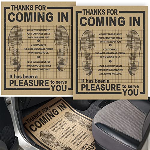 Woanger 800 Pcs Bulk Disposable Car Paper Floor Mats Automotive Kraft Paper Floor Mats for Vehicles Printed with Cute Footprint and Words for Car Dealerships 20 x 16 Inch(Brown) - color: Brown