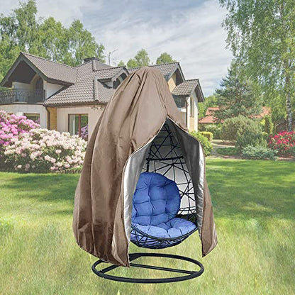 【Upgraded】Patio Egg Chair Covers with Zipper, Wicker Egg Swing Chair Covers, Waterproof Heavy Duty Weather Resisatnt Outdoor Chair Cover, Windproof Hanging Chair Cover, 75" x 45", Khaki, 1 Pack - color: Khaki, size: Single Seat 75'' (L) x 45''(W)