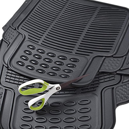 BDK Heavy Duty Rugged Ridged Complementary Rubber Rear Floor Mats Liners, All Weather Protection, Designed for Trucks Cars Sedan SUV